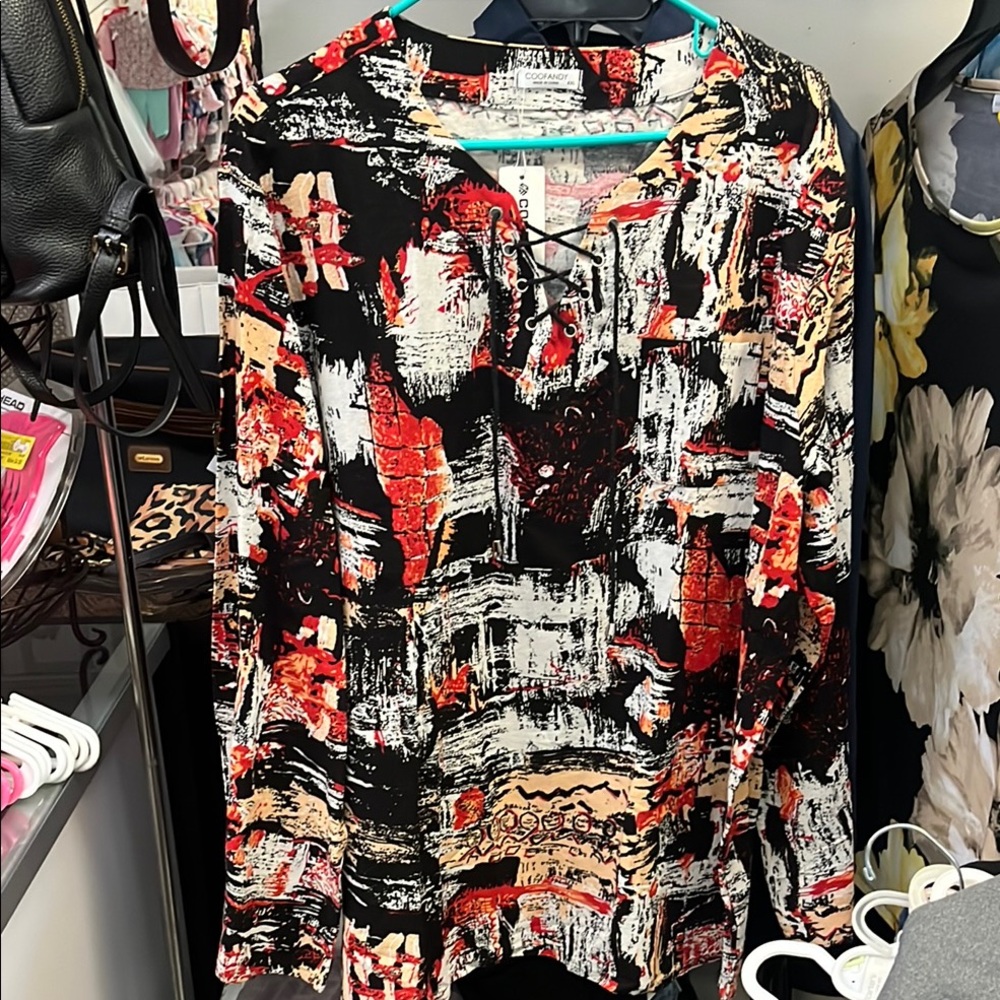 2 Abstract Print Women's Tops by Coofandy - Picture 1 of 9